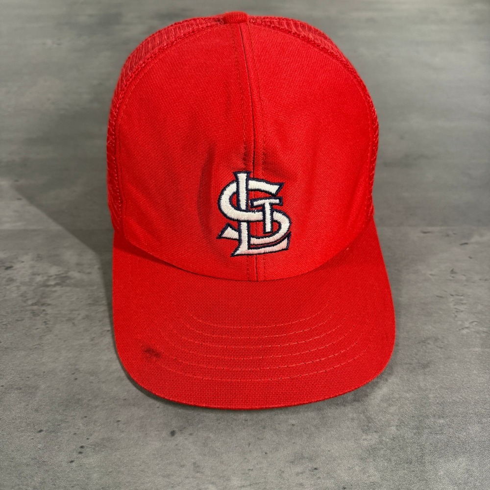 Vintage 80s‎ St. Louis Cardinals Snapback  Trucker Hat Mens M/L Red Mesh Cap STL